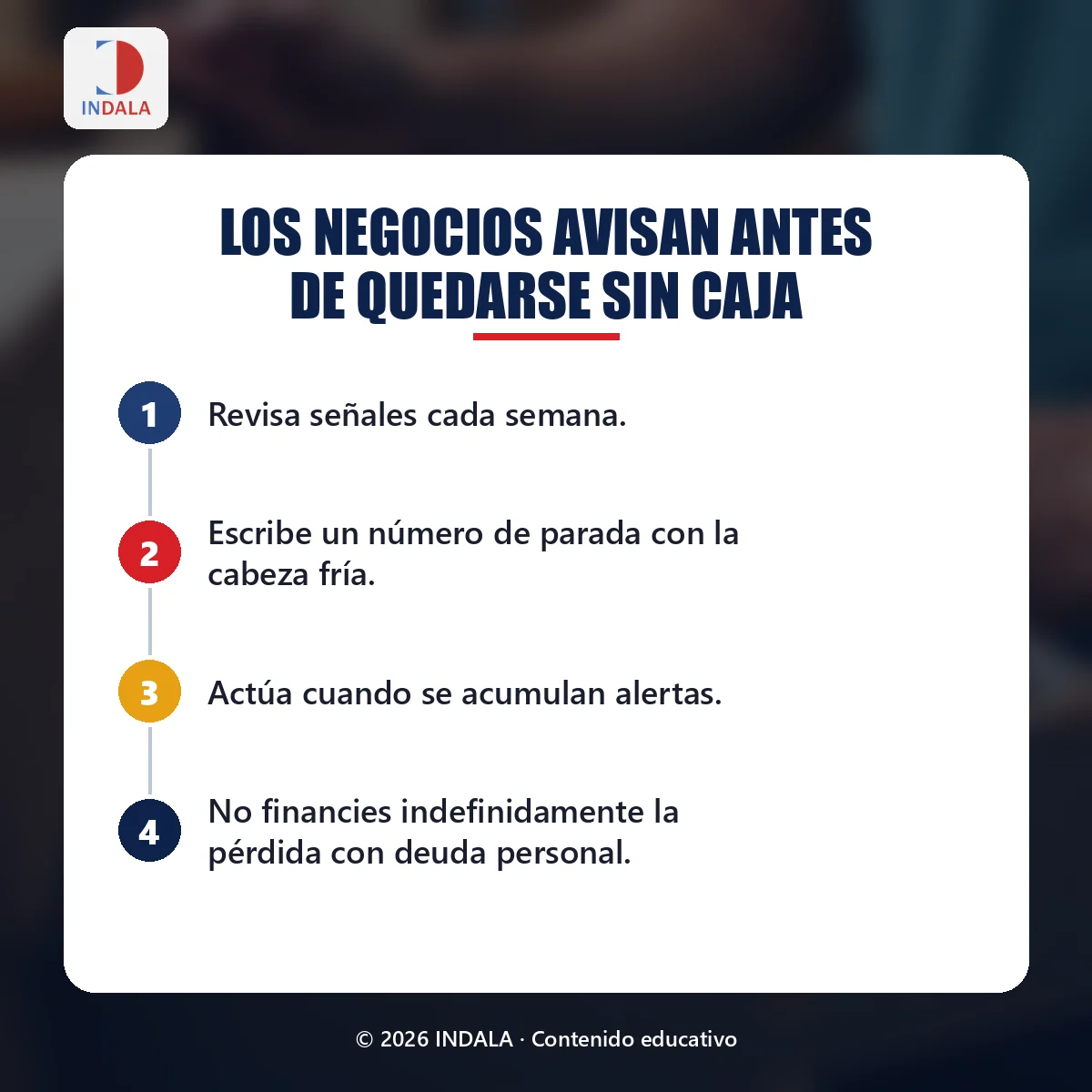 Resumen visual sobre «Los negocios avisan antes de quedarse sin caja»