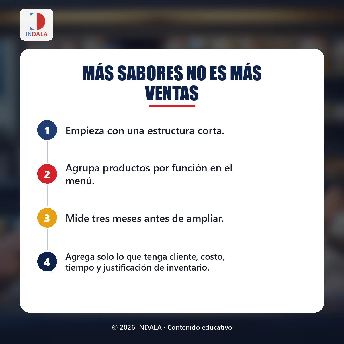 Resumen visual sobre más sabores no es más ventas