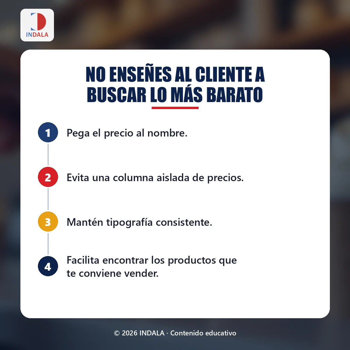 Resumen visual sobre no enseñes al cliente a buscar lo más barato