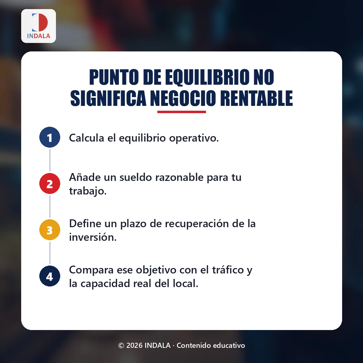 Resumen visual sobre «Punto de equilibrio no significa negocio rentable»