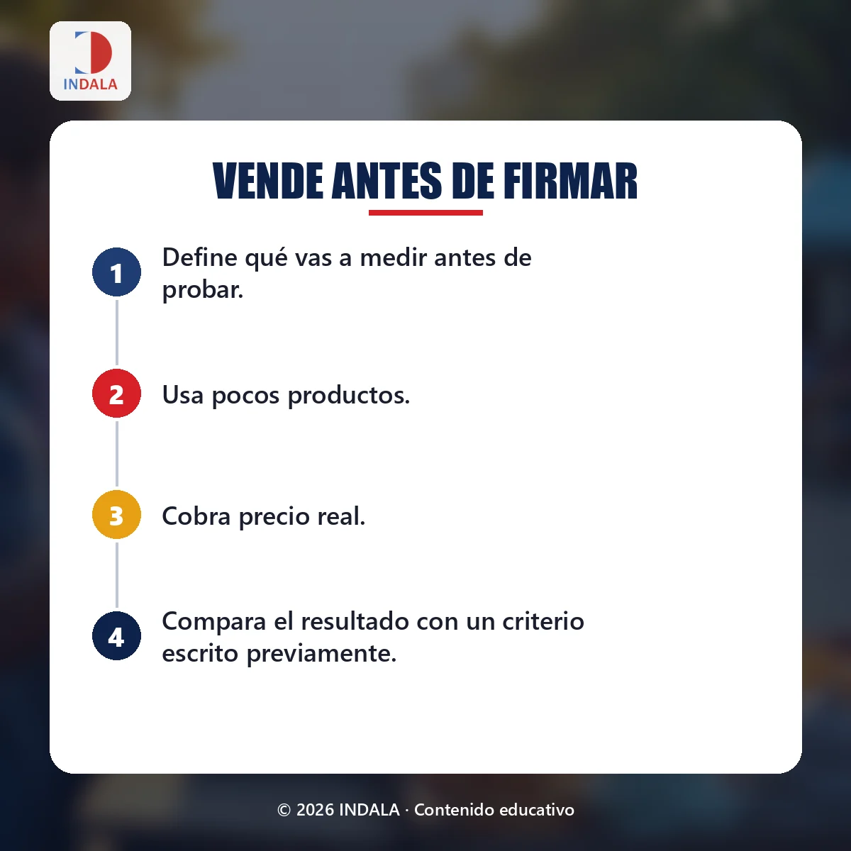 Resumen visual sobre «Vende antes de firmar»