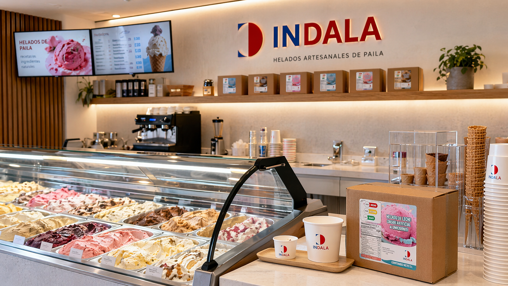 Presentación de helados INDALA para cafeterías