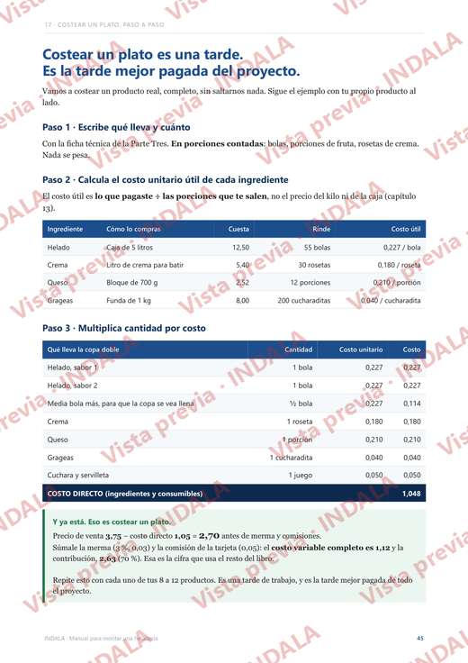 Vista previa del manual: una tabla de cuentas